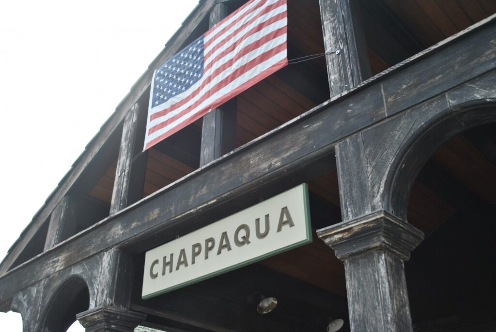 Chappaqua Building with American Flag